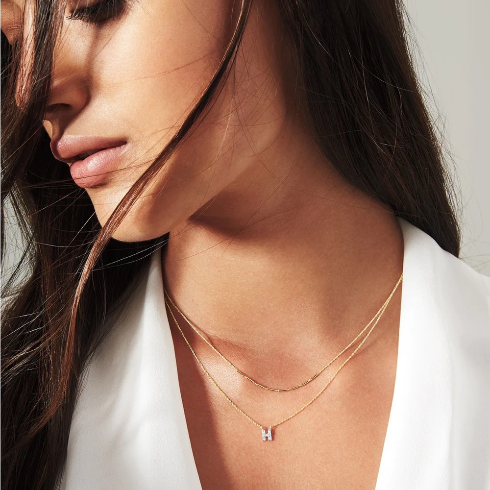 Yellow Gold Diamond “K” Initial Necklace